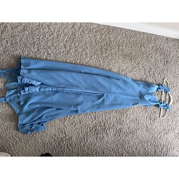 Azazie blue sleeveless ruffle maxi dress size 6 - Picture 6 of 7
